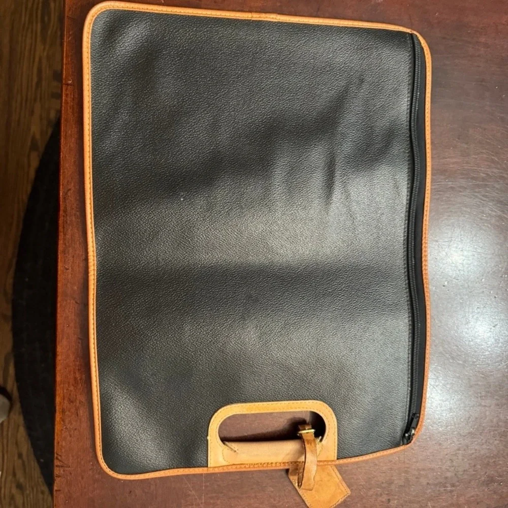 Hartmann I Santi Vintage Black Leather Portfolio Case Document Bag Made in Italy